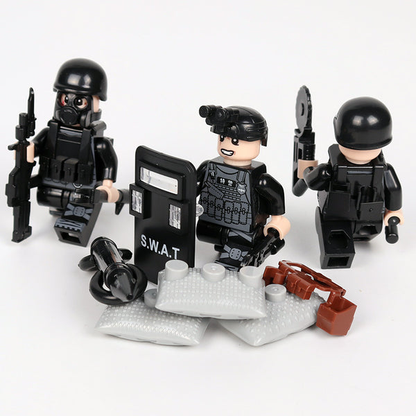 Police SWAT Team - 6 Figures, Weapons, Sheilds, Guns, Tools, Dog, and More!