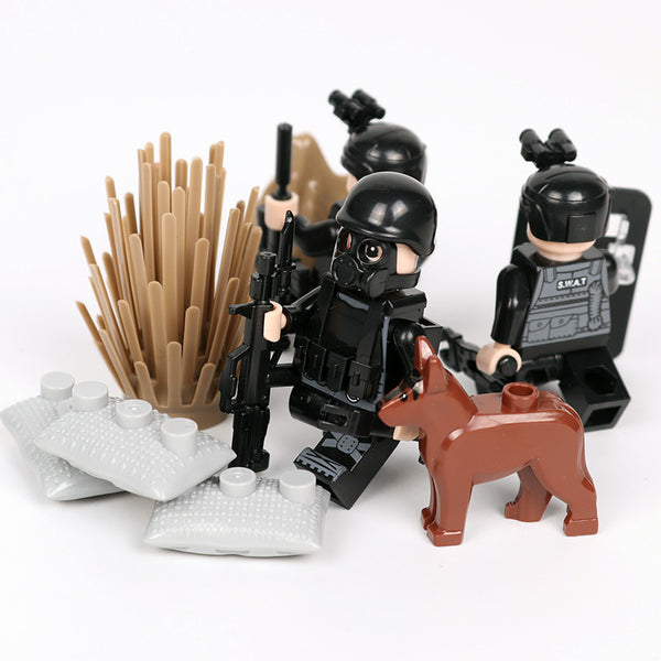 Police SWAT Team - 6 Figures, Weapons, Sheilds, Guns, Tools, Dog, and More!