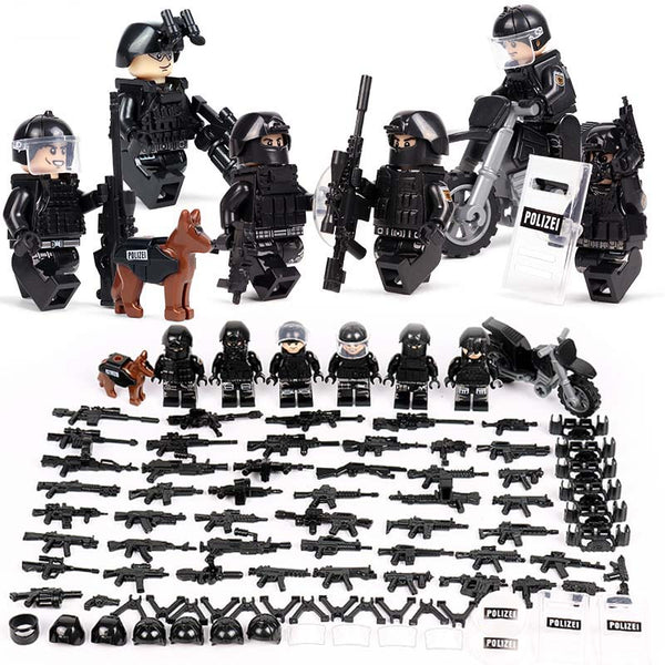 German Police (Polizei) - 6 Figures, Motorcycle, Dog, Weapons, Guns, Tools, Shields, and More!