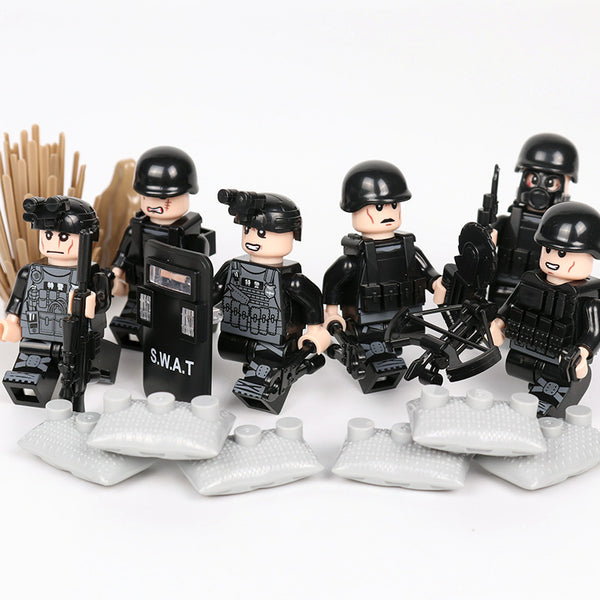 Police SWAT Team - 6 Figures, Weapons, Sheilds, Guns, Tools, Dog, and More!