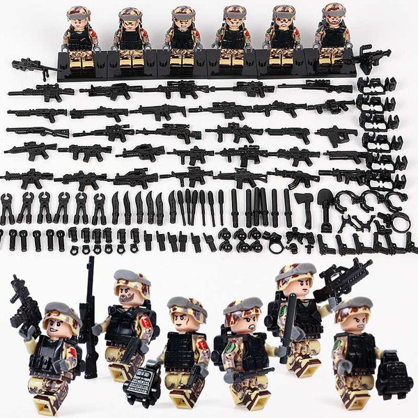 Chinese Modern Military - 6 Figures, Guns, Grenades, Knives, Tools, Weapons, and More!