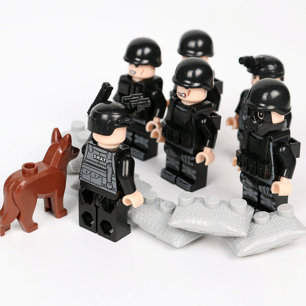 Police SWAT Team - 6 Figures, Weapons, Sheilds, Guns, Tools, Dog, and More!