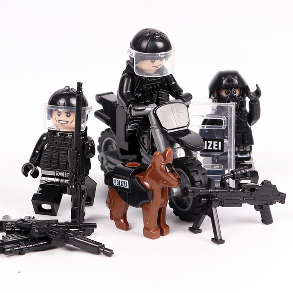 German Police (Polizei) - 6 Figures, Motorcycle, Dog, Weapons, Guns, Tools, Shields, and More!