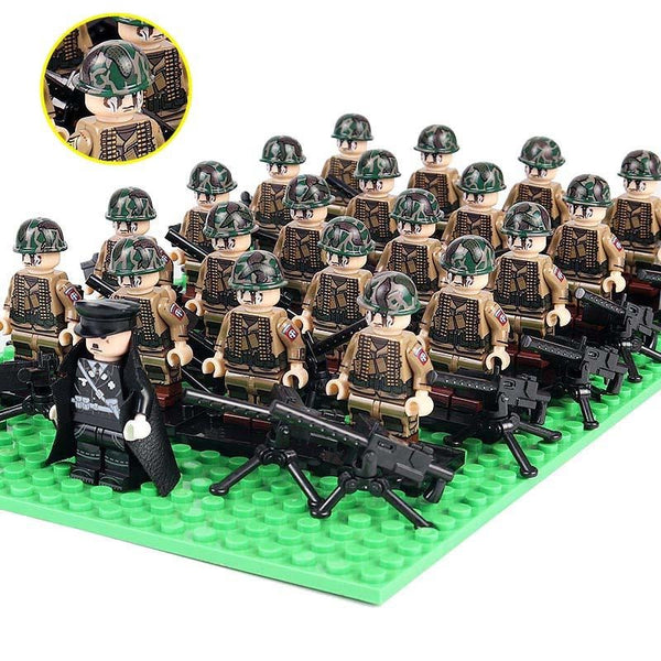 WW2 German Army 20 Combat Soldiers Each Wielding Heavy Guns on Tripod + The Leader (Führer)