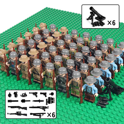 WW2 Allied and Axis Soldiers - 48 Figures, Guns, Weapons, and More!