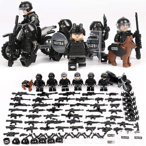 German Police (Polizei) - 6 Figures, Motorcycle, Dog, Weapons, Guns, Tools, Shields, and More!