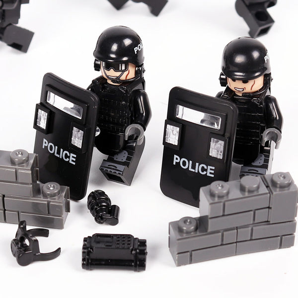 Police Force - 6 Figures, Shields, Weapons, Guns, Tools, Helmets, Hats, and More!