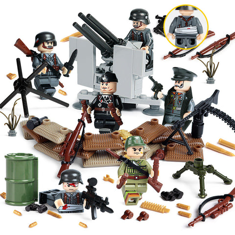 WW2 German Army Set - Wounded Soldier - 6 Figures, Weapons, Guns, and More!