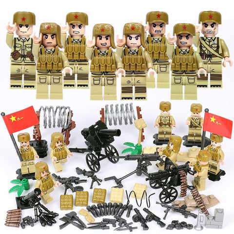 WW2 Chinese Army - 8 Figures, Guns, Weapons, Tools, and More!