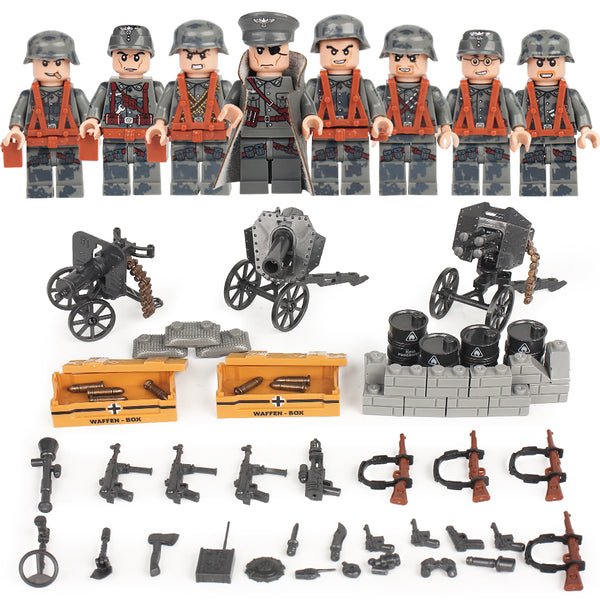 German Army WWII Blitzkrieg Set w/ 8 Soldiers, Weapons, Artilleries, and More