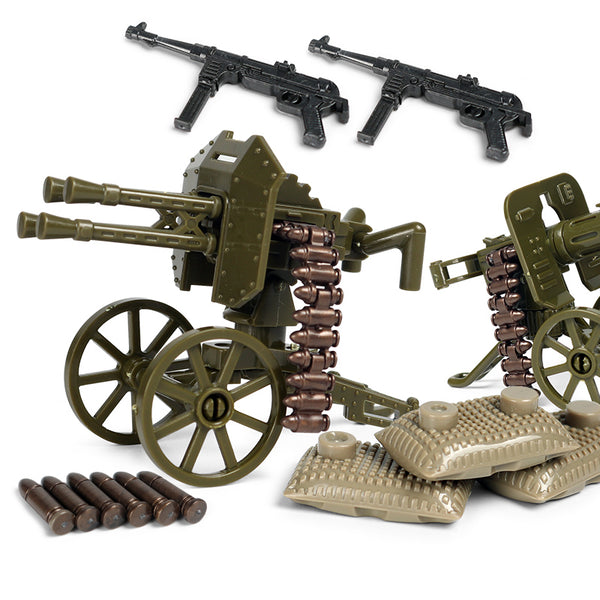 WW2 German Army Set - Green Camouflage, 6 Figures, 3 Hill Guns, Weapons, and More!